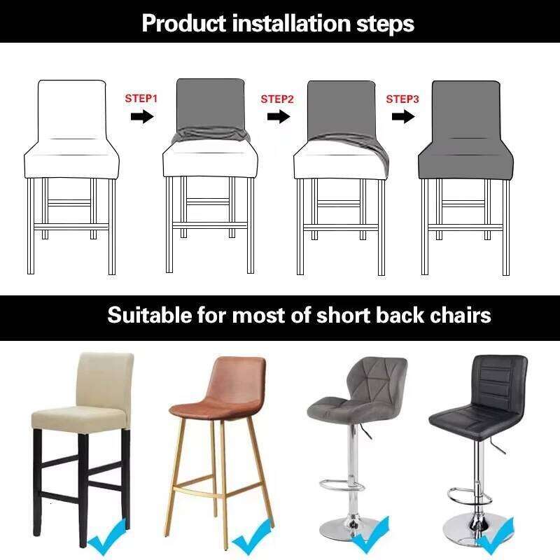 Waterproof Bar Stool Short Back Office Rotating Lift Chair Slipcover Elastic Seat Cover for Hotel Banquet Dining 26Y0202