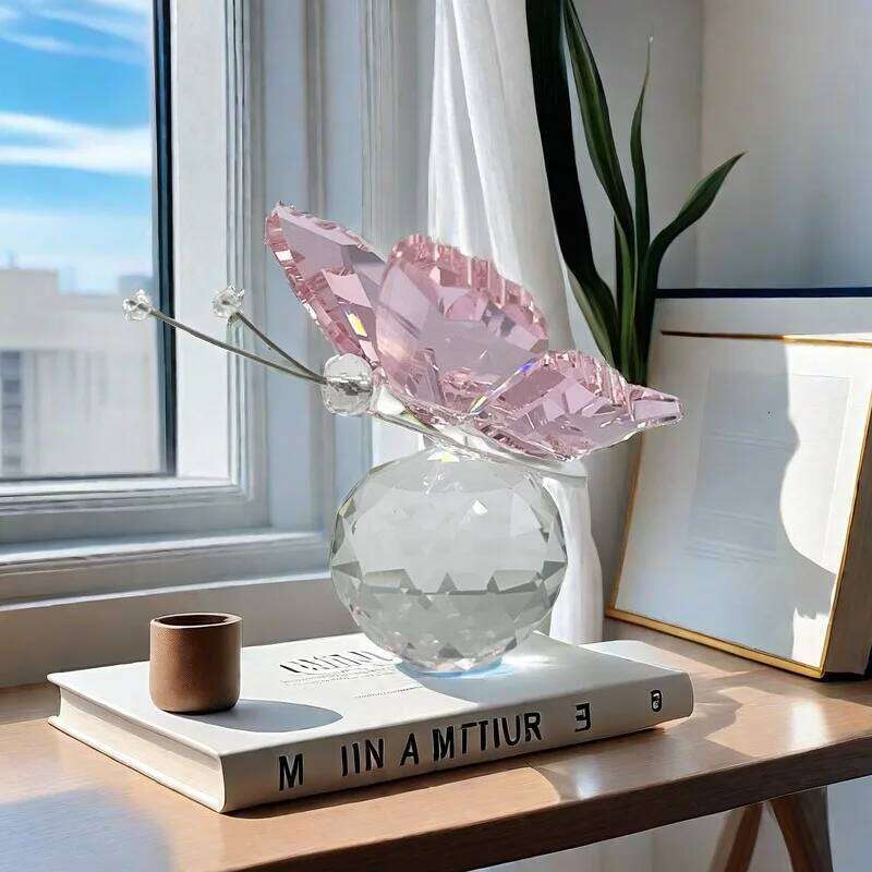 Cut Butterfly Ornament Decoration for Office Home Bedroom Crystal Ball Figurine Desk Table Window Ornaments Gifts Y260202