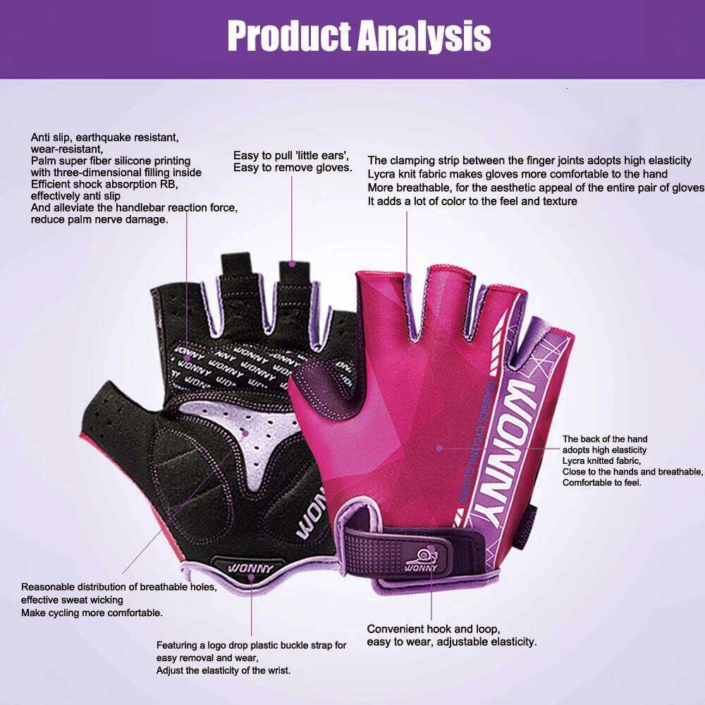 Cycling Men Women Half Finger Road Bike MTB Anti-Slip Shock-Absorbing Gloves for Fitness Outdoor Sports XJ260202