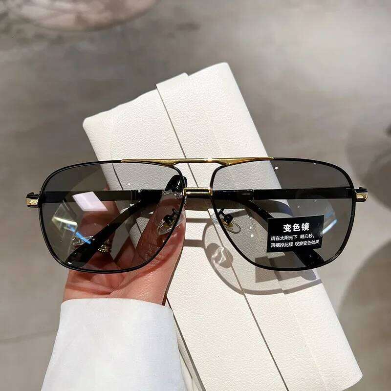 Oversized Vintage Sunglasses Men Women Fashion Polarized Photochromic Shades Eyewear Double Bridge Driving Sun Glasses H260202