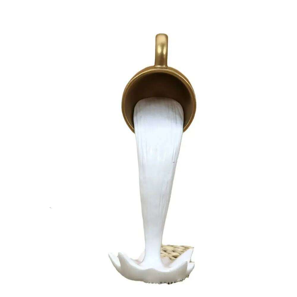 High-end 3d Floating Spilling Resin Craft Decorative Coffee Ornaments Suspended Cup Sculpture Desktop Y260202