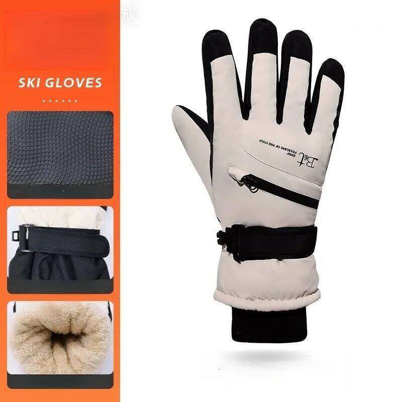 Winter waterproof and velvet skiing outdoor hiking anti slip gloves, women's touch screen gloves XJ260202