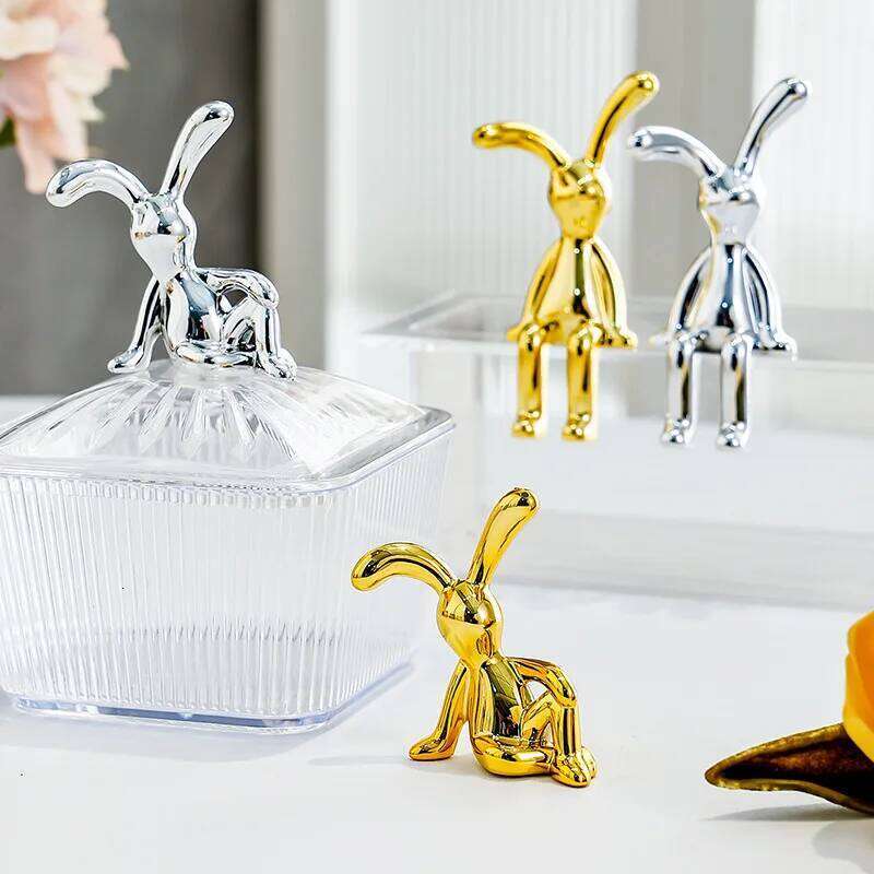 Long-Eared Rabbit Double Statue Cartoon Decoration Accessories Living Room Bedroom Car Decor Desktop Decorative Ornamet 1/2/4Pcs Y260202