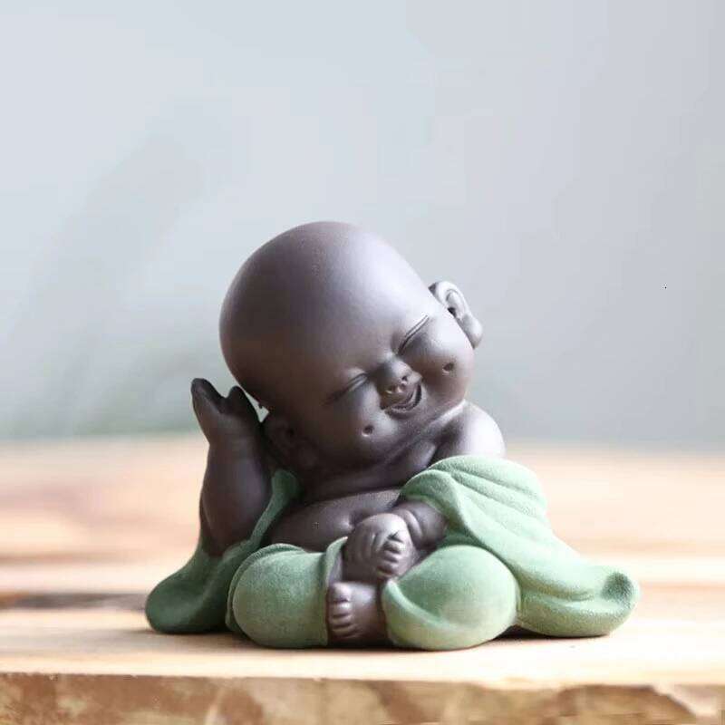 Buddha Statues Small Monk Geomantic Decoration Purple Figurines Home Decor Sculptures Tea Pet Crafts Color Sand Ceramic Y260202