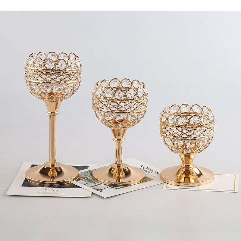 Delicate Glass Candlestick Metal Stand Modern Candles Ornament Candelabros Romantic Home Decor Candle Holders Wedding Decoration Y260131