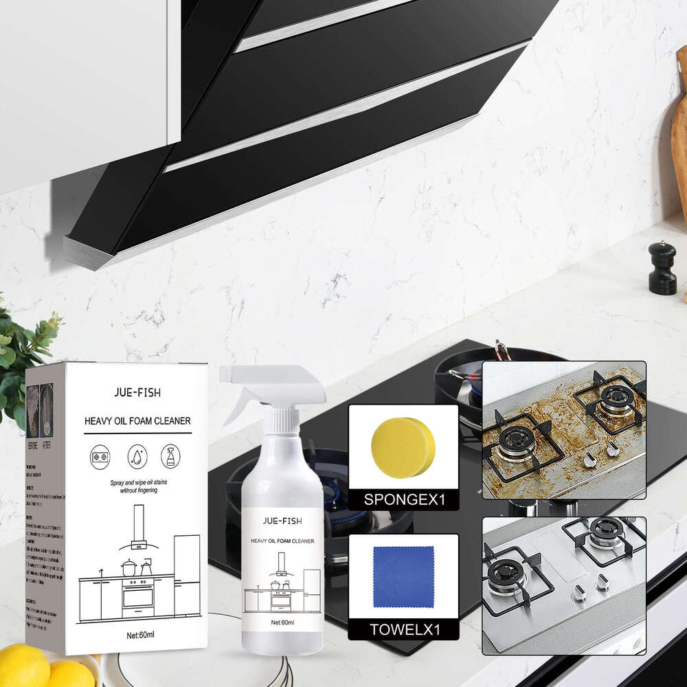 Jue-Fish Heavy Oil Stain Foam Kitchen Stove Range Hood Sink Grease Remover Cleaner S260202