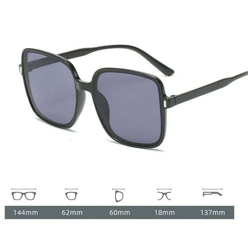 Outdoor Gradient Square Decoration Black Large Frame Transparent Trend Sunglasses 2025 Oversize Fashion Glasses H260202