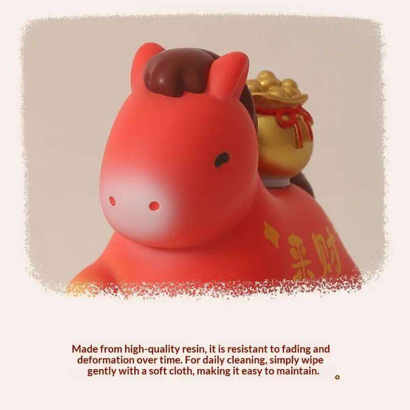 1PC Resin Figurine Cartoon Animal Statue Office Desk Ornament for Year of the Horse Collection Y260202