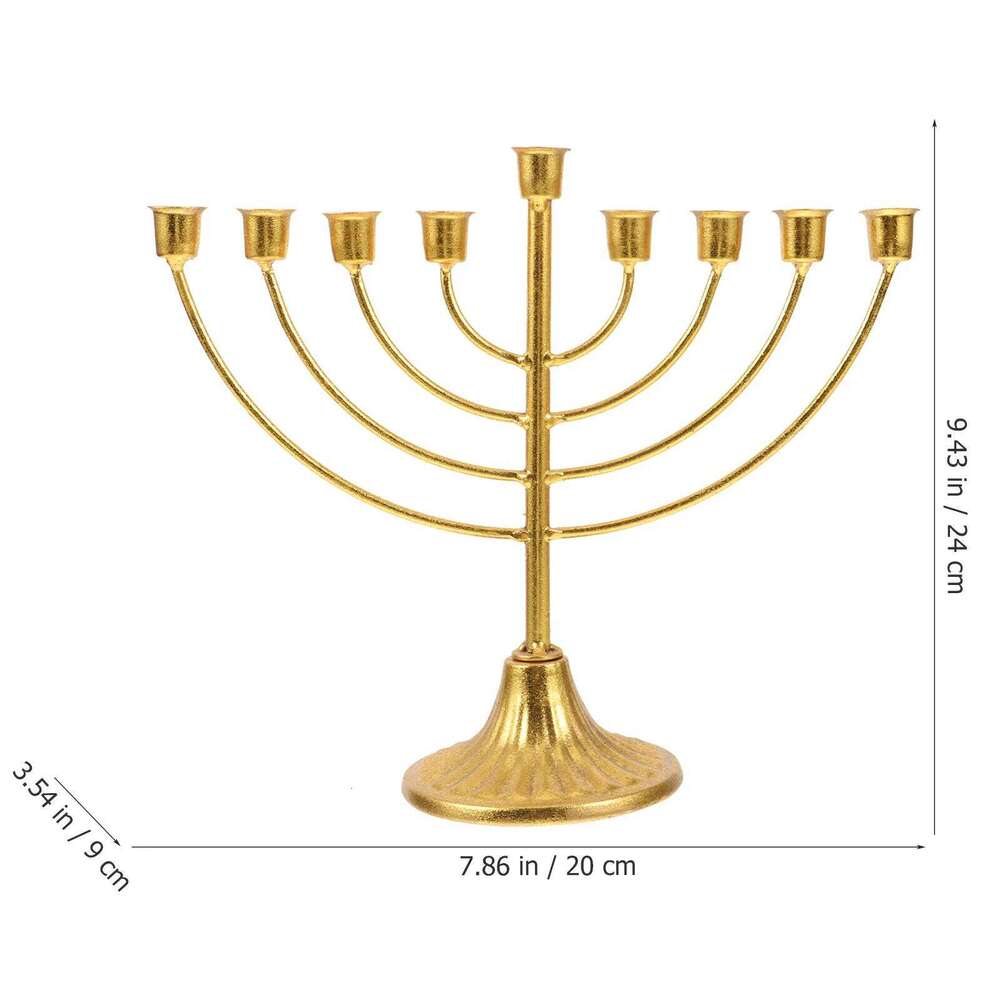 Jewish Holder 9-Branch Metal Candlestick Party Decoration Hanukkah Festival Ornament Religious Candlesticks Y260131