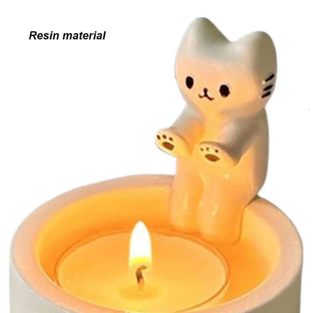 Kitten Cute Cat Creative Aromatherapy Candle Holder Durable High Tempe Cartoon Candlestick Decorations Y260131