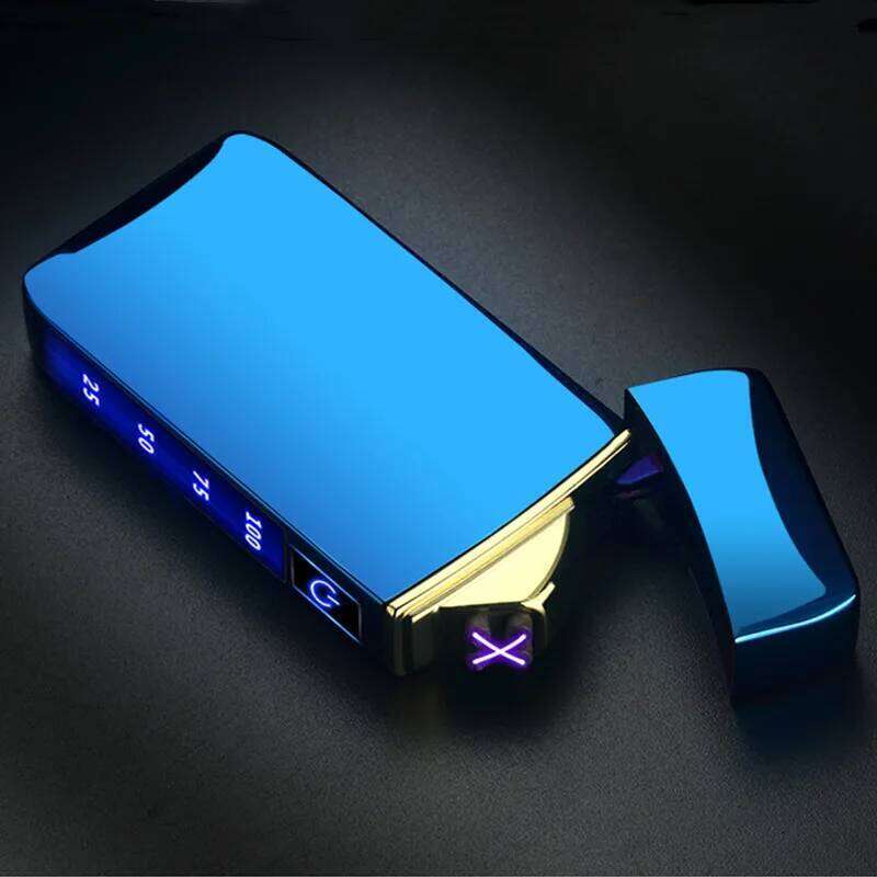 Touch Sensing Metal Electric Outdoor Windproof Lighter Dual Arc Flameless Plasma USB Rechargeable Lighters Digital Power Display W260202