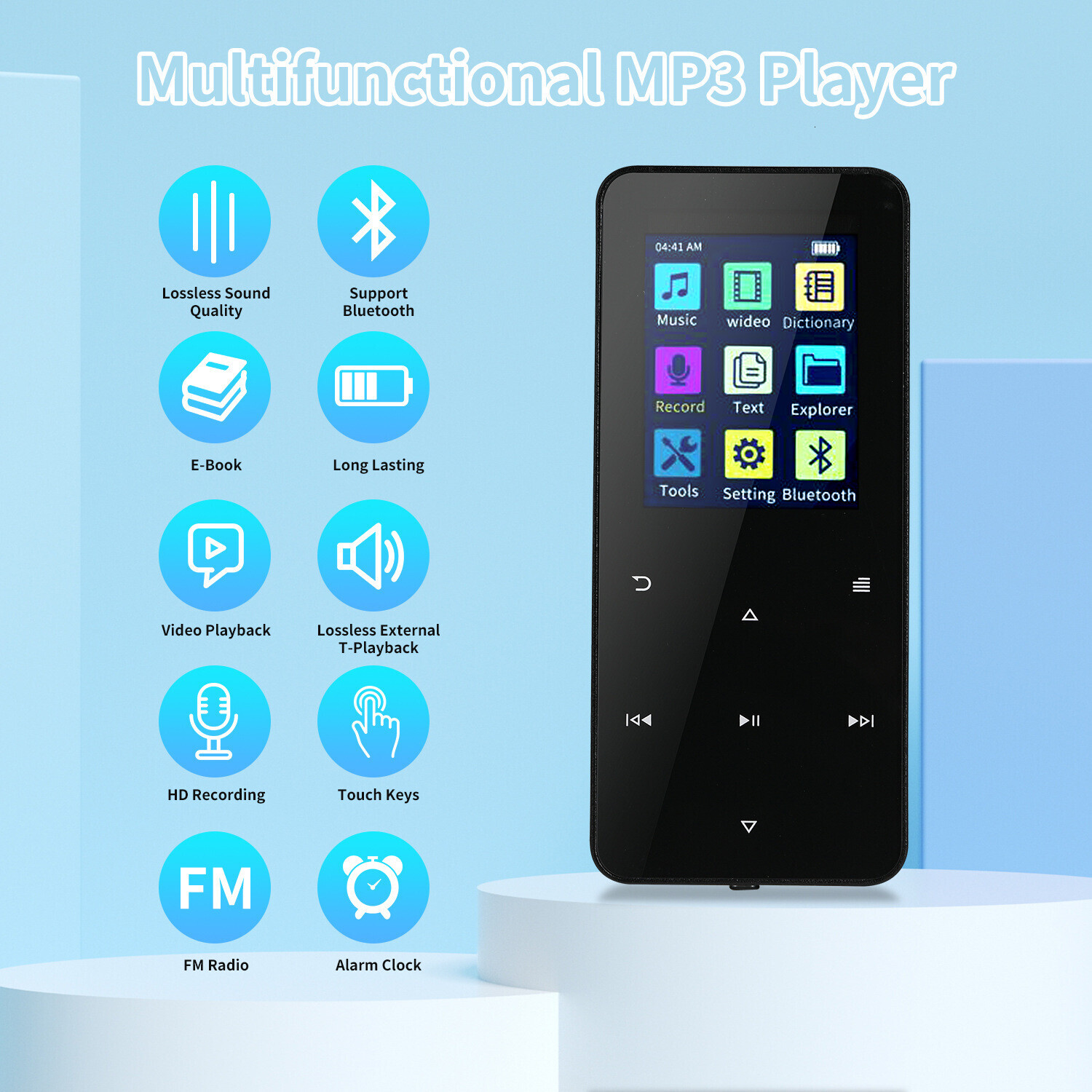 Metal MP3 Walkman Student Edition Touch Bluetooth Lossless Music Player MP4 with Card Insertion