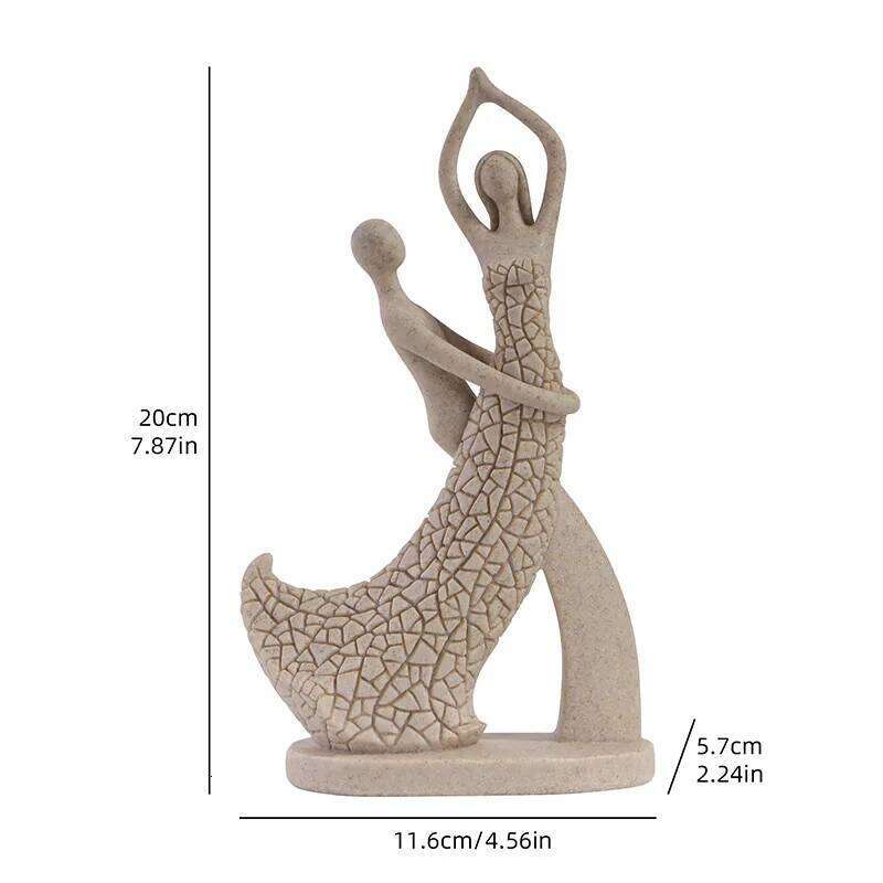 European-style Lovers' Sandstone Figurine, Resin Craft Home Decor for Living Room, Valentine's Day Gift Y260202