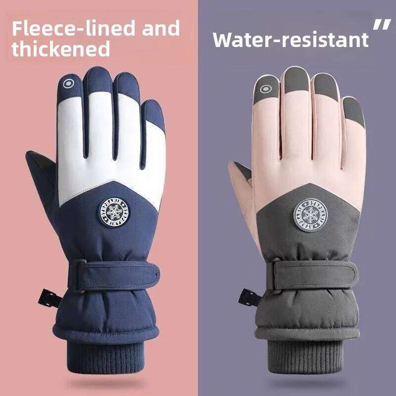 Winter Warm Plush Thick Skiing Gloves, Outdoor Cycling Windproof and Antifreeze Gloves for Couples XJ260202