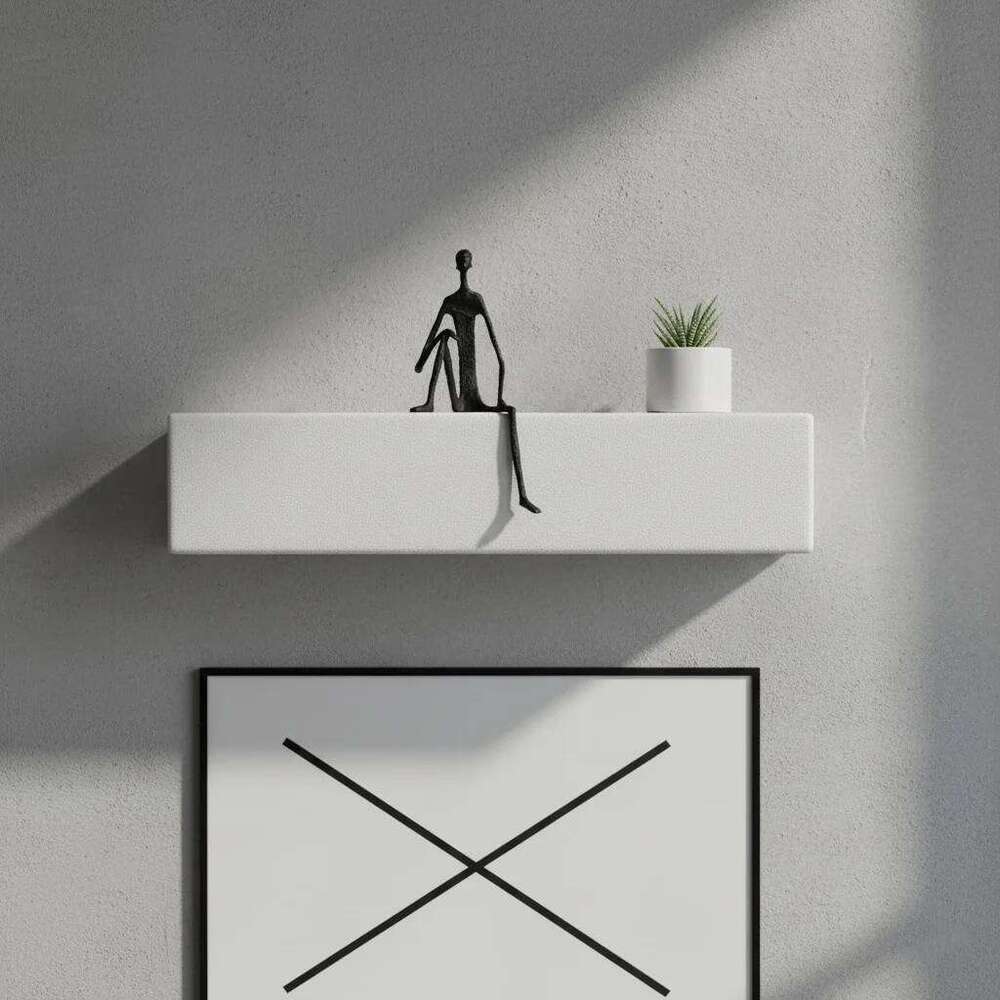 Modern Abstract Thin Metal Figure Sculpture Set, Sitting Thinker Figurine, Vintage Iron Art Statue for Home Office Desktop Decor Y260202