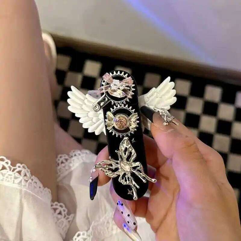 Original Handmade Gear Windproof Angel Goth Y2k Niche Lighter For Girls As A Gift W260202