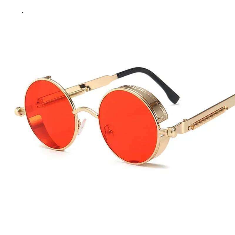Classic Gothic Steampunk Luxury Brand Designer High Quality Men and Women Retro Round Metal Frame Sunglasses UV400 H260202