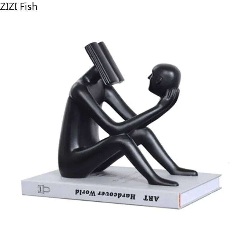 Book Reader Figure Sculpture Room Aesthetic Decor Creative Character Resins Crafts Abstract Figures Statue Desk Decoration Y260202