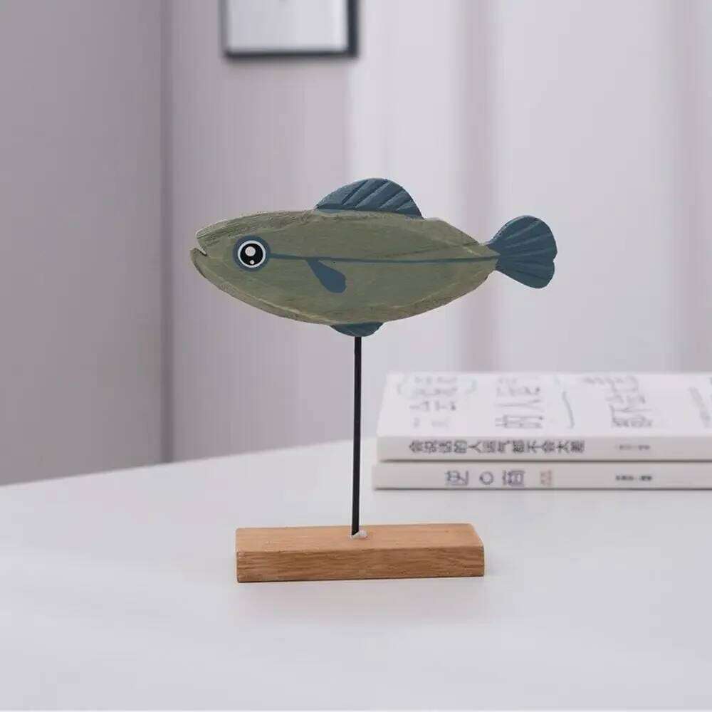 Colorful Wooden Statue Nordic Style Fish Sculpture Ornaments Creative Living Bedroom Dining Room Home Decoration Gifts Y260202
