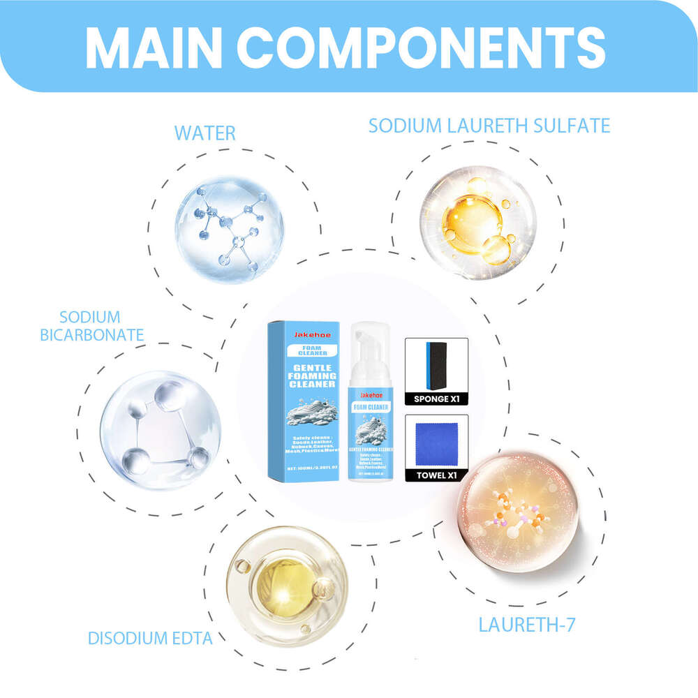 Jakehoe Foam Sneaker White Shoe Stain Yellowing Oxidation Portable No-Wash Cleaner S260202