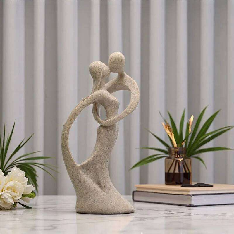 Modern Simple Couple Resin Crafts Home Decoration Wedding Gifts Living Room Creative Golden Sandstone Statue Figurine Sculpture Y260202
