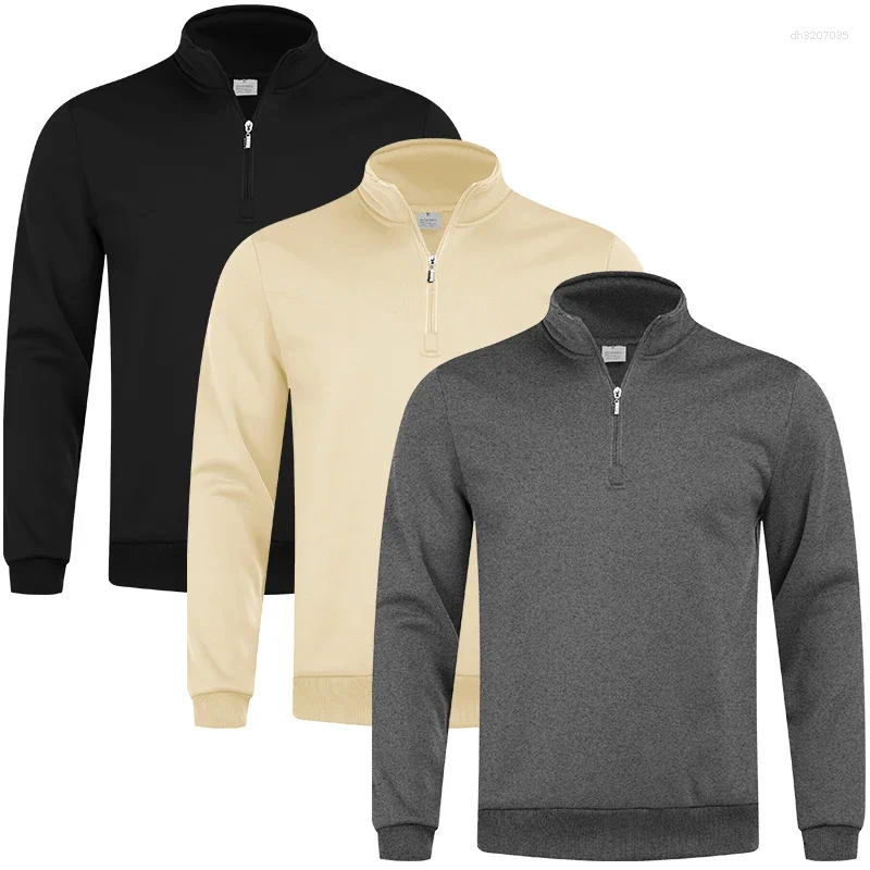 Men's Hoodies Pure Mock Neck Soft Knit Long Sleeve Quarter - Zip Comfortable Pullover Sweater For Daily Wear