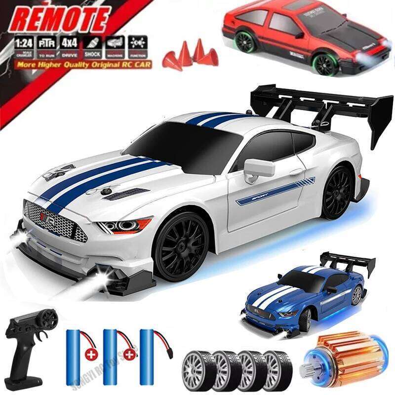 New 1:24 RC drift vehicle, Mustang 4WD cars, car with remote control, gift, competition racing car, children's toy Y260131