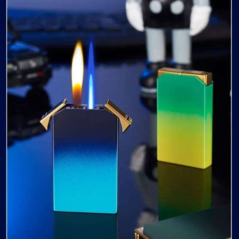 New Dual Fire Straight Into Open Blue Flame Butane Gas Lighter Cigarette Accessories W260202
