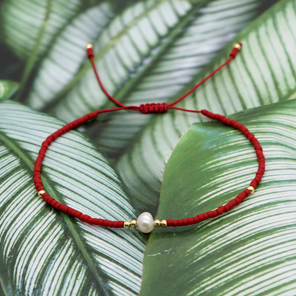 Bohemian-style natural pearl beaded bracelet, handcrafted, adjustable, and available for wholesale