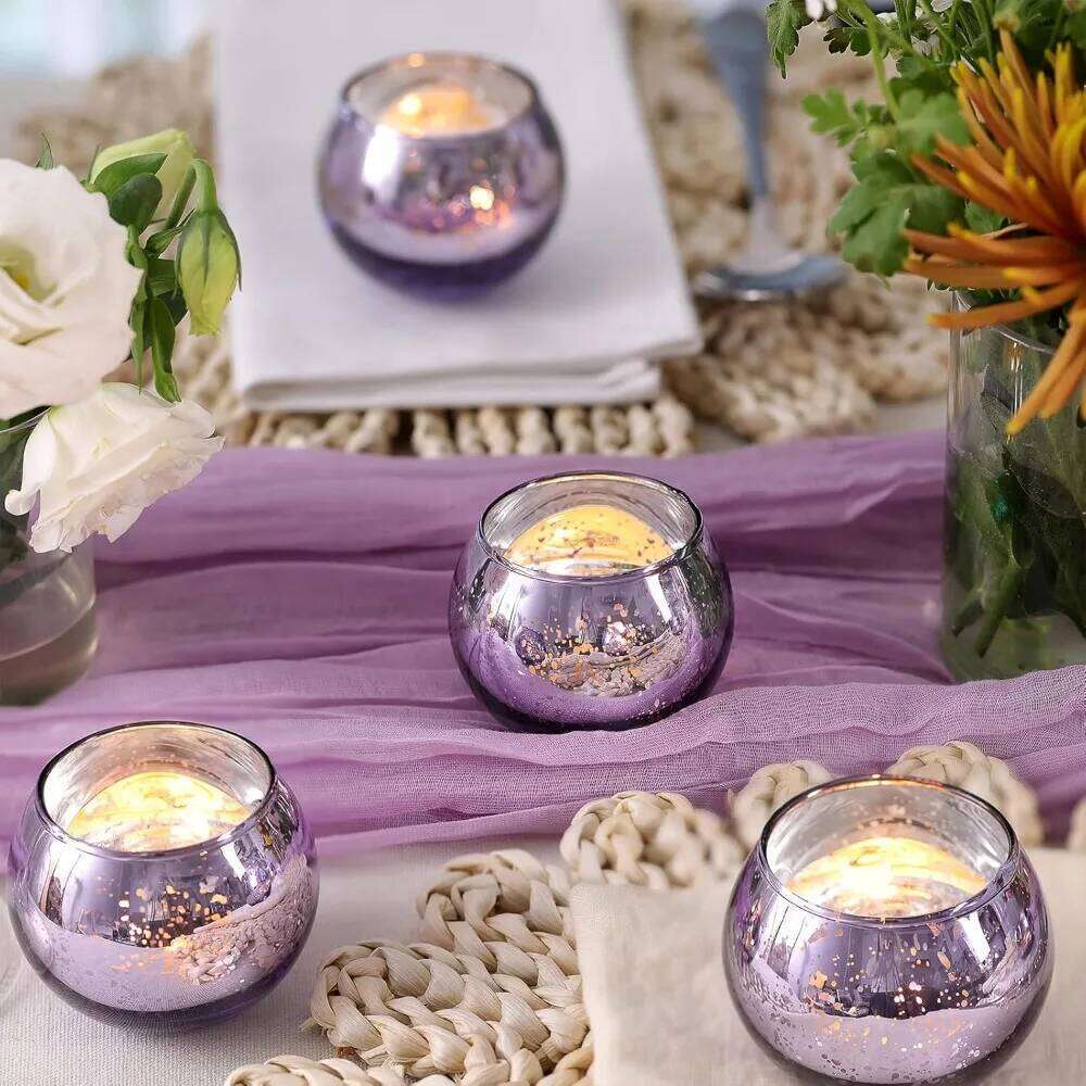 6/12 Pcs Assorted Votive Holders Mercury Tealight Candle Holder Glass Wedding Table Decorations for Home Birthday Party Y260131