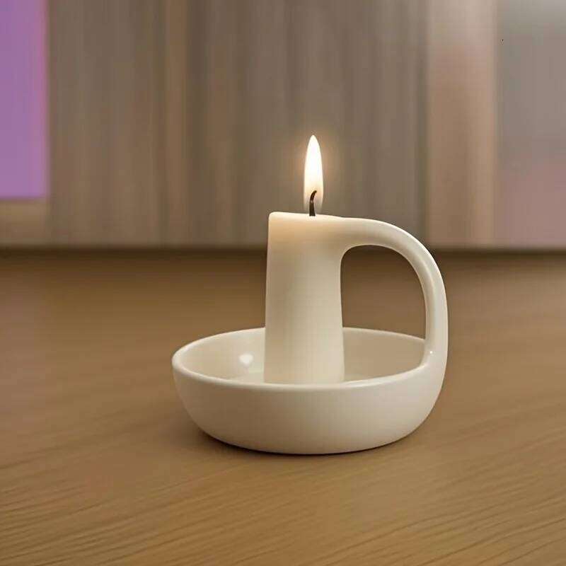 1pc Elegant Simple Modern Ceramic Candlestick Ornaments Creative Homestay Decorative Dining Table Candlelight Dinner Props Y260131