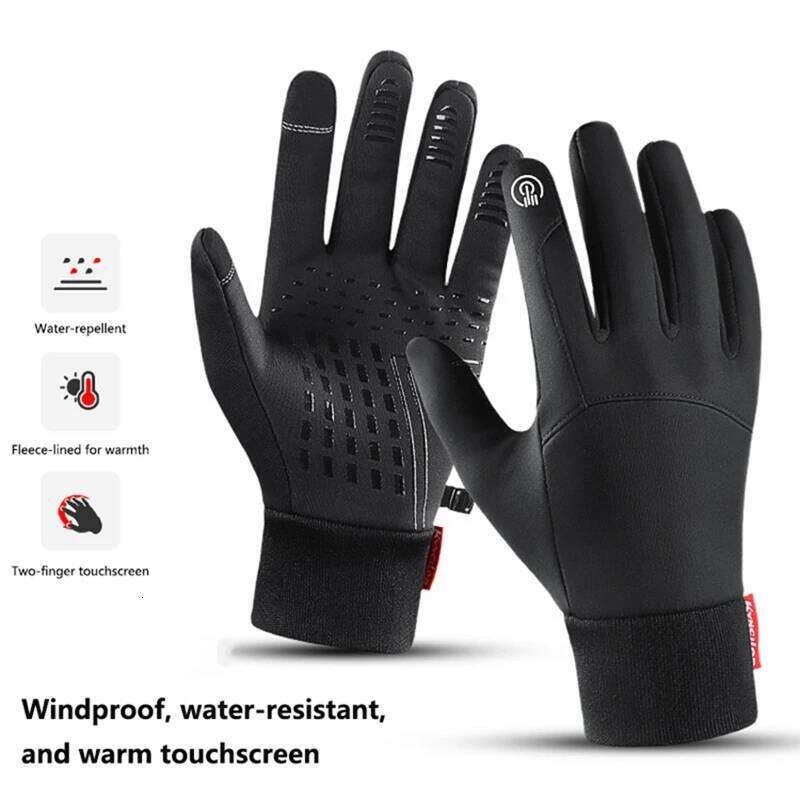 Autumn Winter Outdoor Cycling Gym Fitness Sports Running Warm Touch Screen Nonslip Motorcycle Gloves Men Black XJ260202