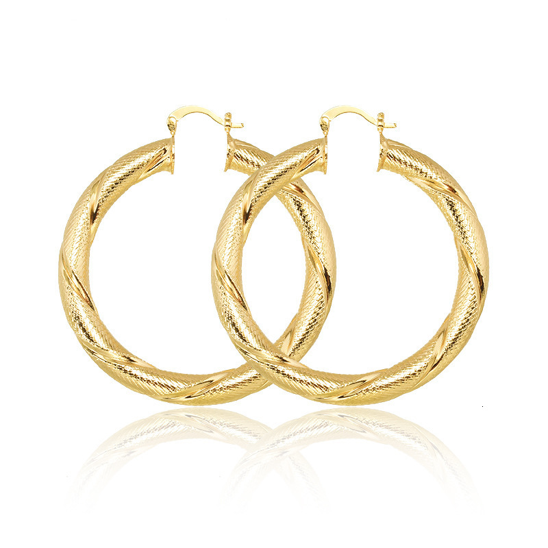 Big Hoop Earrings 60MM Gold Plated Clip Copper Round Circle Earrings for Womens Fashion Statement Golden Punk Charm Earring 241224