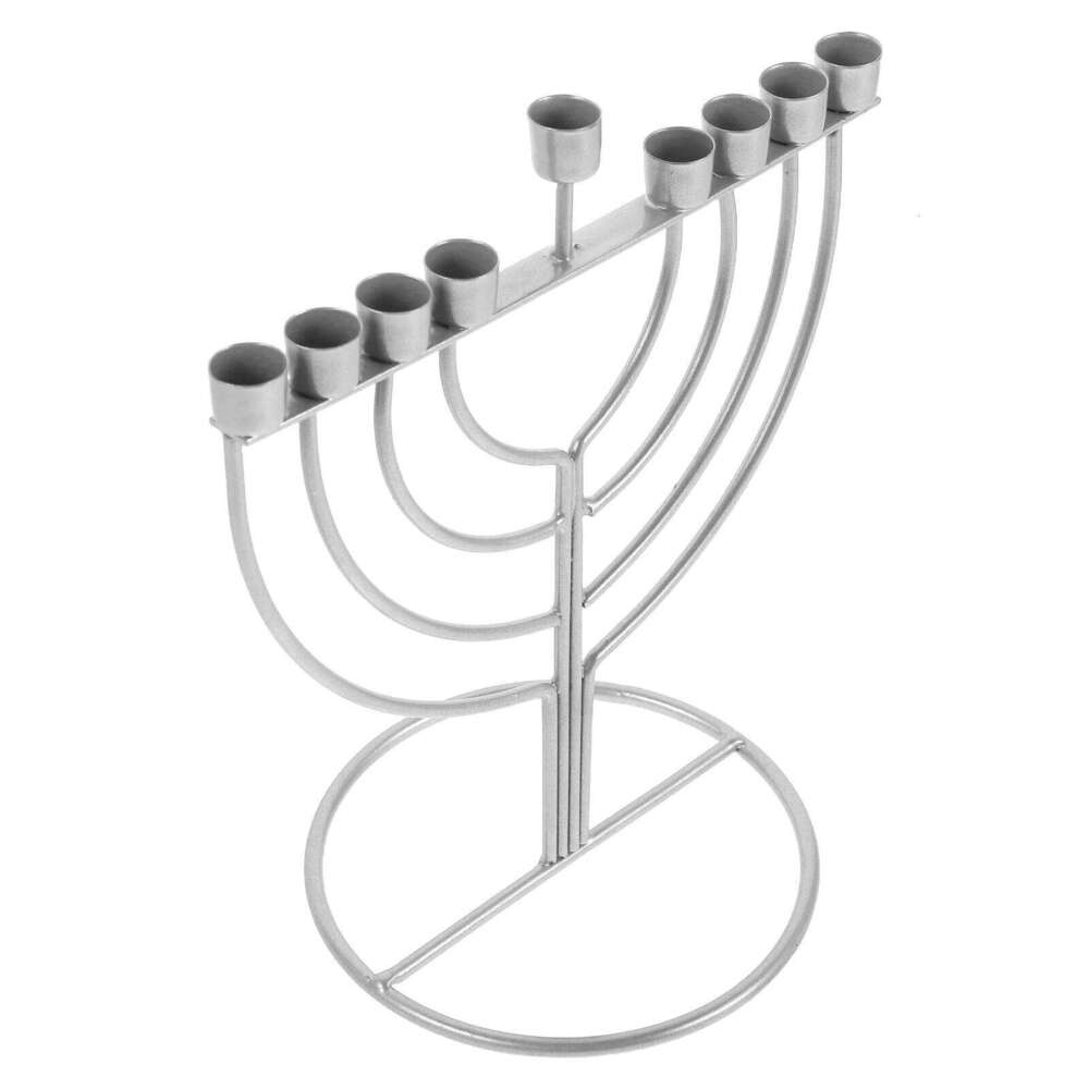 Hanukkah Holder Alloy 9-Branch Jewish Menorah Tabletop Religious Candlestick Decor For Festival Dining Table Y260131