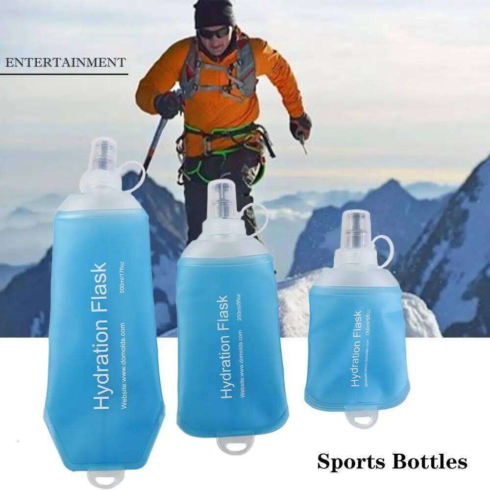 Hiking TPU Folding Bag Blue Collapsible Soft Flask Sport Water Bottle 500ML 250ML 150ML Z260202