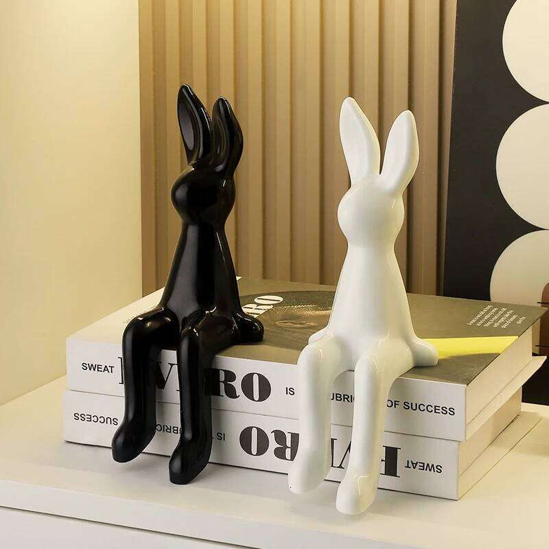 Miniso Cute Long-Eared Sitting Rabbit Room Statue Luxurious Home Decoration Easter Gift for Good Friends Y260202