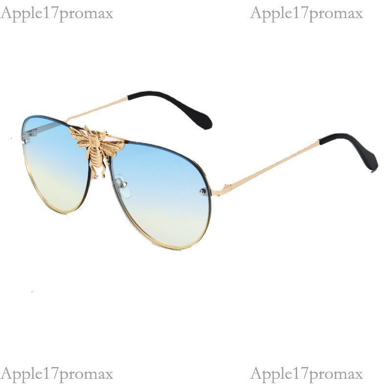 Luxury Brand Designer American European Bee Toad Mirror Fashion Sunglasses Metal Retro Style Large Frame For Outdoor And Beach Use