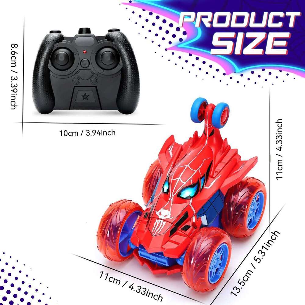 Red RC Car Spider Theme - Tumbling Action, 2.4GHz, Fun Toy Y260131