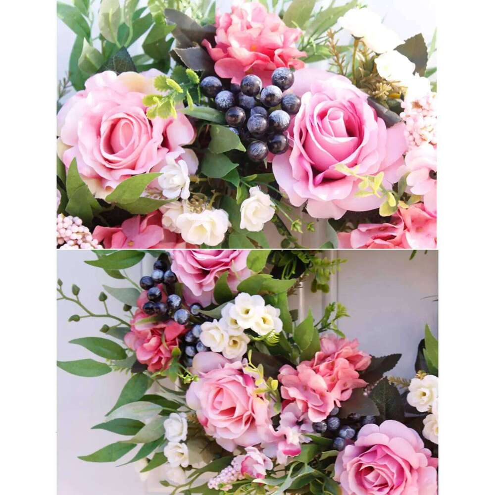 Simulated 56cm Spring Floral Artificial Ornaments Rattan Loop Decor Front Door Wreath Farmhouse Wedding Wall 26Y0202