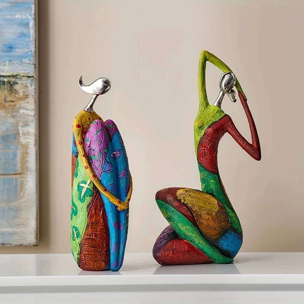 Art Female Sculpture Figurines, Abstract Woman Statue Home Decor, Colorful Decorations For Living Room Shelf Office Cabinet Y260202