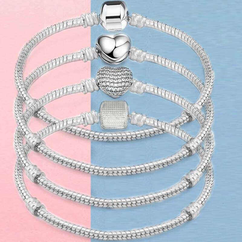 Certificate 100% Original Sterling Plated Snake Chain DIY Charm Bracelet For Women Gift Silver Color Jewelry Dropshipping H260202