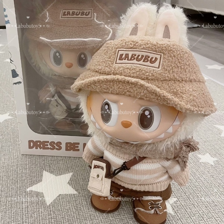 High Quality The MONSTERS 38 CM Big Labubu Doll DRESS BE LATTE Vinyl Plush Doll Action Figure Overalls Stuffed Toys Children Gifts yizhixing