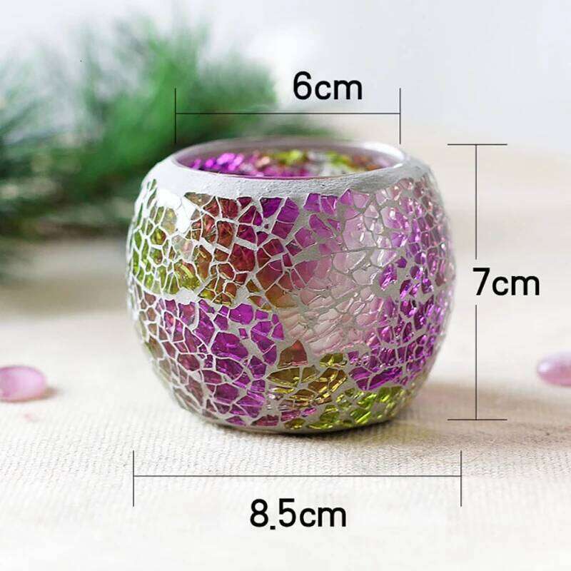 Mosaic Glass Candlestick Creative Candle Holder Tea Light Candelabra Wedding Party Home Table Romantic Decorations Y260131