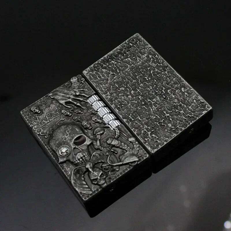 Embossed Skull Cigarette Bright Sound Torch Lighter Flint Grinding Wheel Inflatable Butane Lighters Smoking Accessories W260202