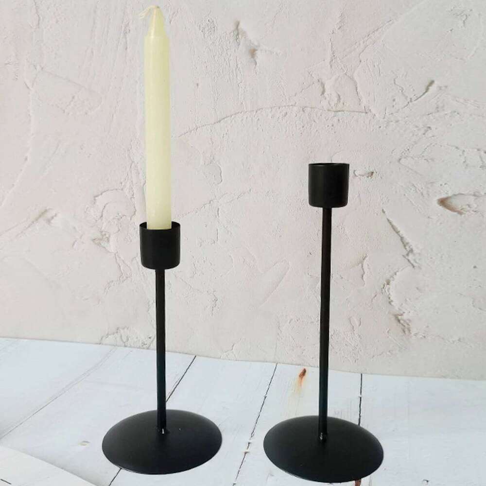2Pcs Metal Holders Candlestick Table Black Candle Holder for Home Wedding Dinning Party Anniversary Decor Y260131