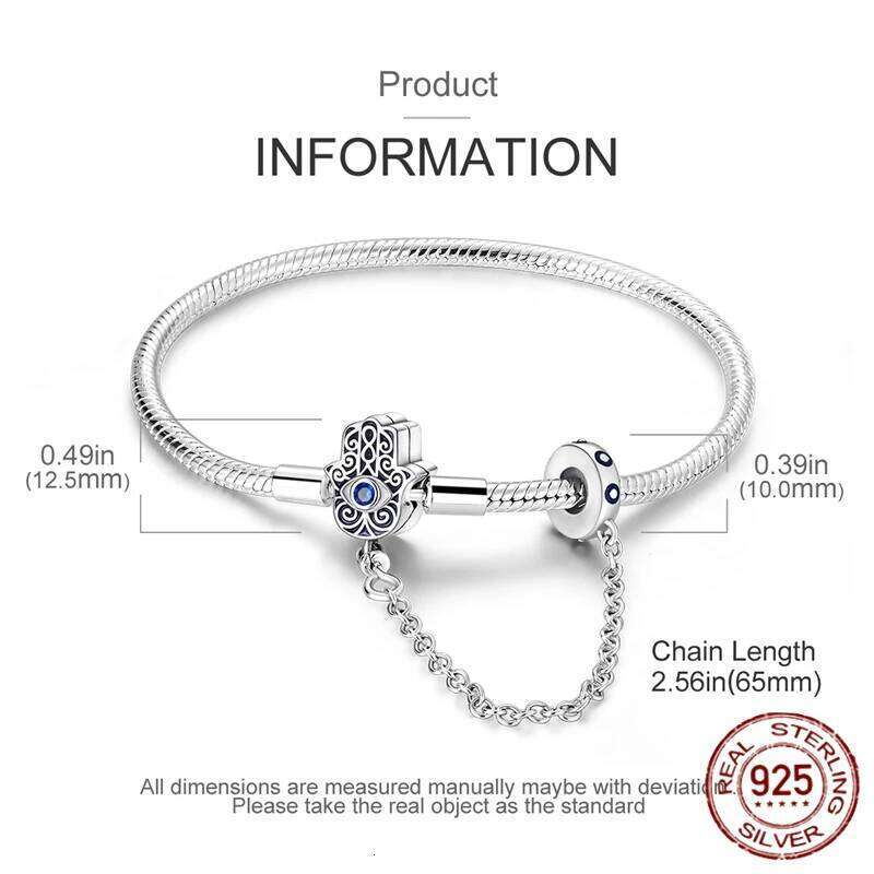 925 Sterling Silver Original 17-20CM Stars Shell Safety Chain Zircon Bracelet For Women's Charms DIY Beads Jewelry Gift H260202
