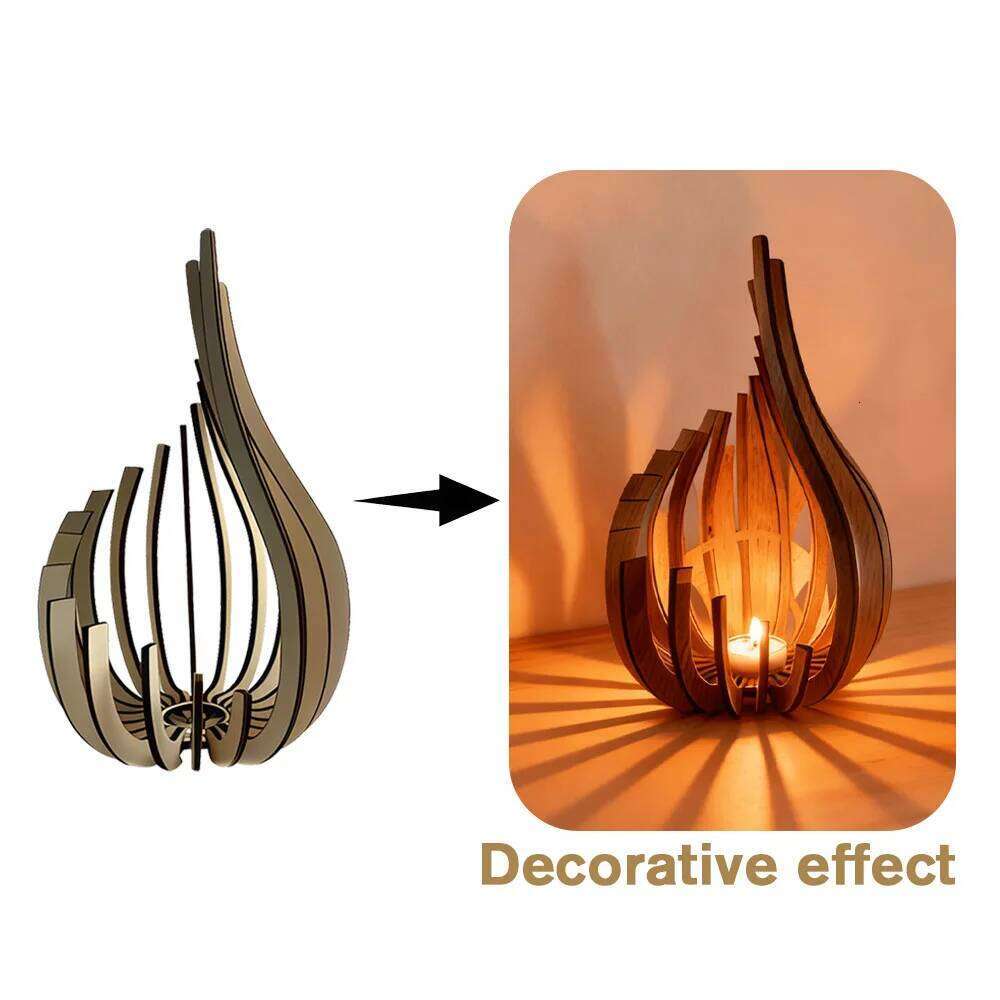 Handmade Wooden Candle Holder Lotus-Shaped Candlestick DIY Assembly Craft for Home, Wedding, and Party Table Decor Y260131