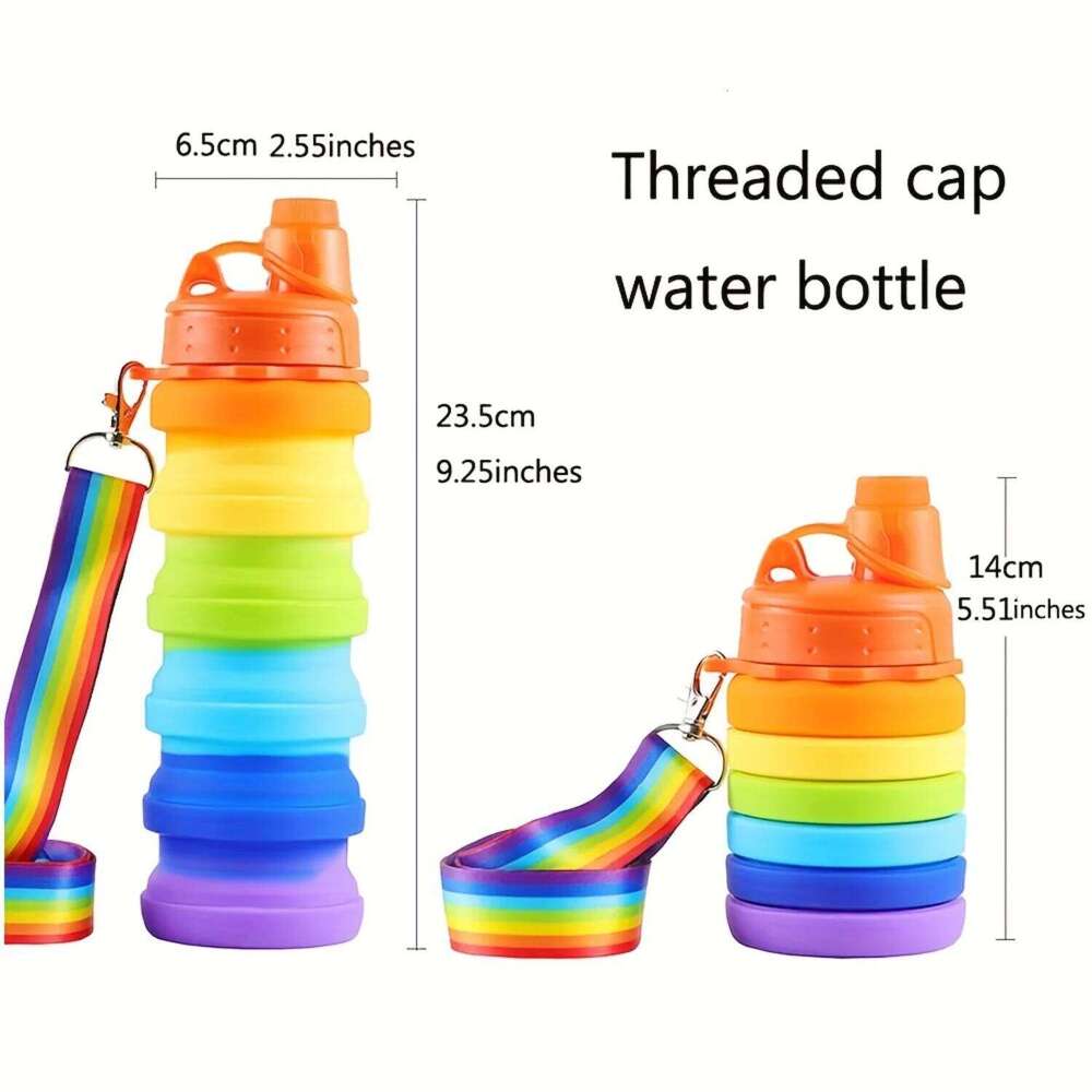 Collapsible Silicone Sports, Reusable Foldable Water Bottle With Strap For Travel, Camping, Hiking Z260202