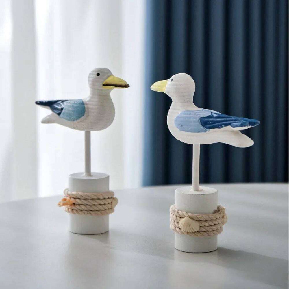 Mediterranean Style Tree Stump Seabird Ornament Home TV Cabinet Desktop Children's Room Beautification Decoration Creative Gift Y260202