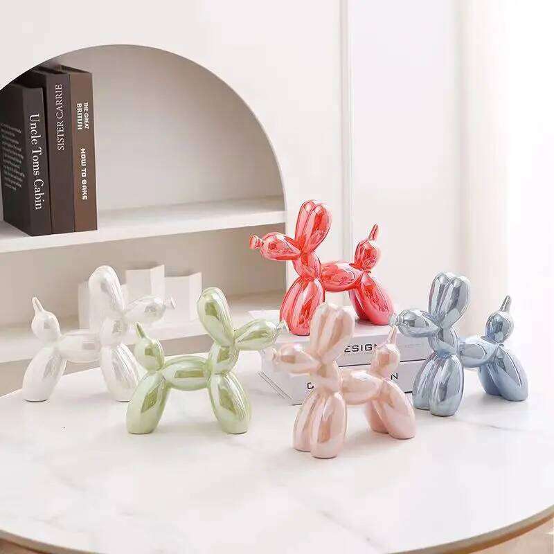 ceramics Balloon Dog Sculpture Home Decor room Decoration Accessories Office Nordic Animal Decorative Sculptures and Figurines Y260202